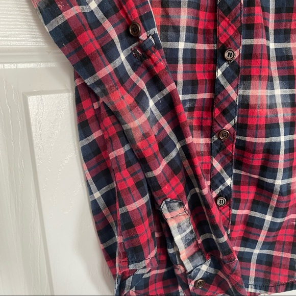 SWS | Distressed Red Plaid Button Up - Picture 3 of 12